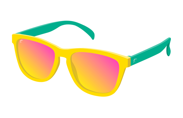 Shop STOKED pink/yellow sports sunglasses for women