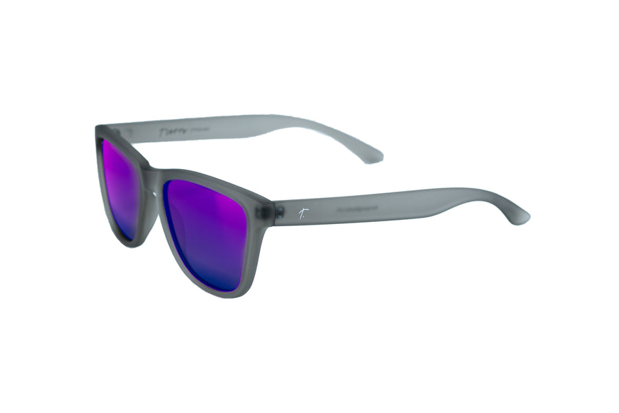 women's running sunglasses. Grey/ Purple mirrored lens sunglasses. polarized sunglasses. sunglasses for women and men