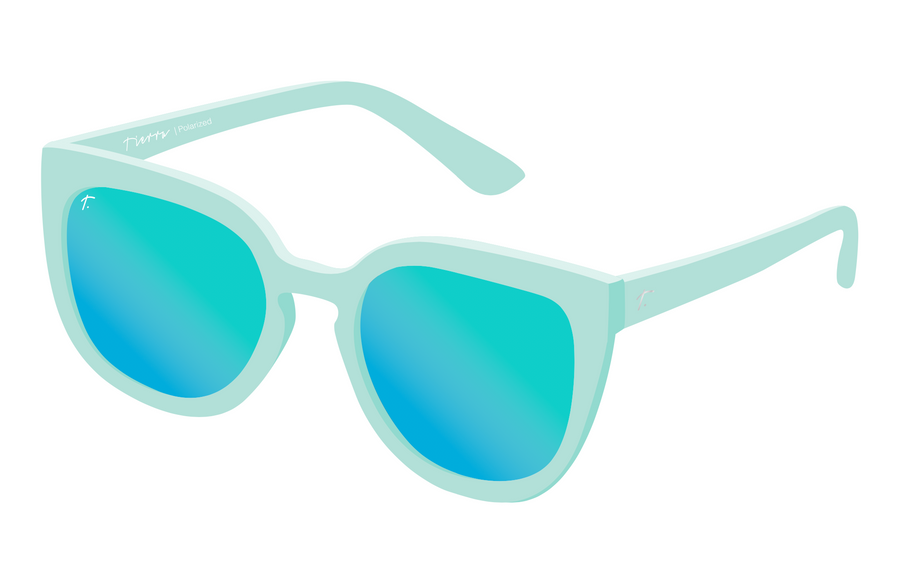 Mint and blue running sunglasses for women