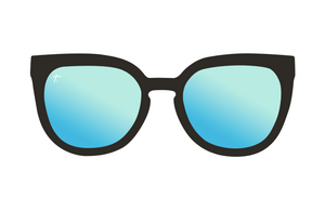black and blue lens cat-eye sunglasses