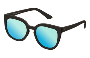 black and blue lens cat-eye sunglasses