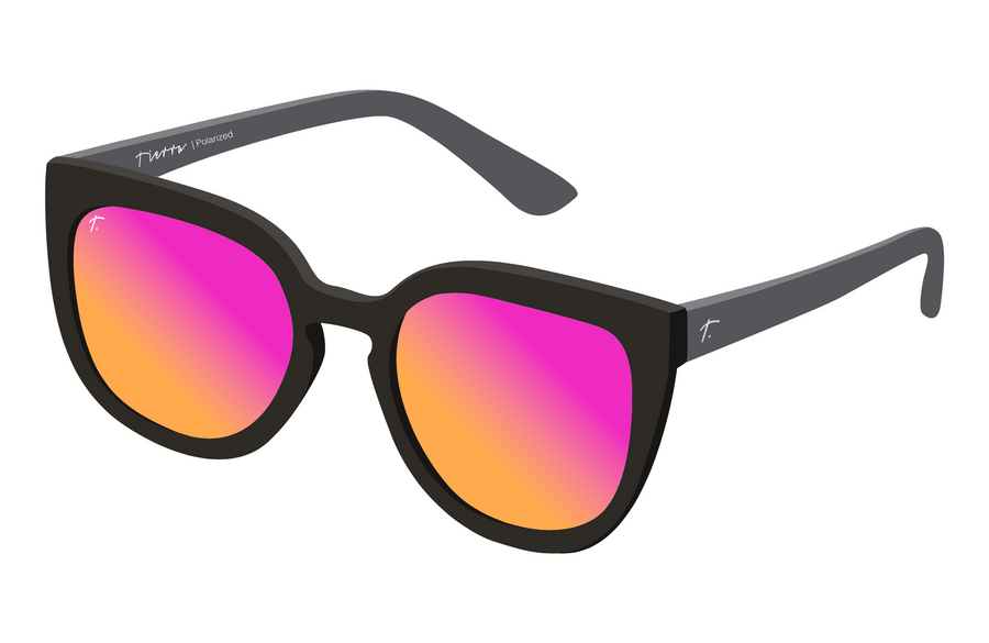 Black and pink lens running sunglasses for women