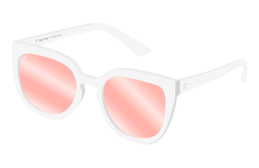 White with Rose lens polarized running sunglasses for women