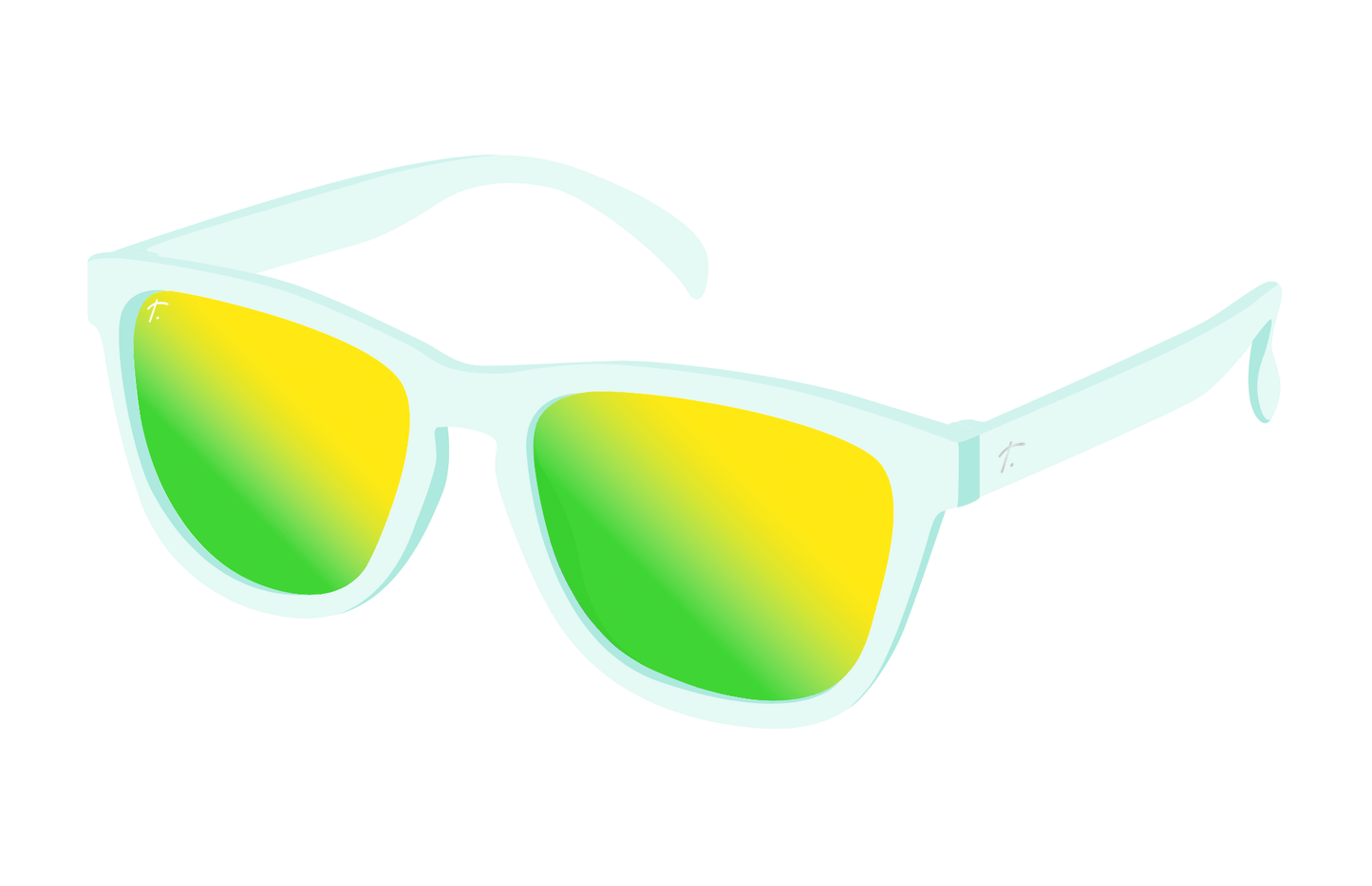 Clear and green running sunglasses for runners